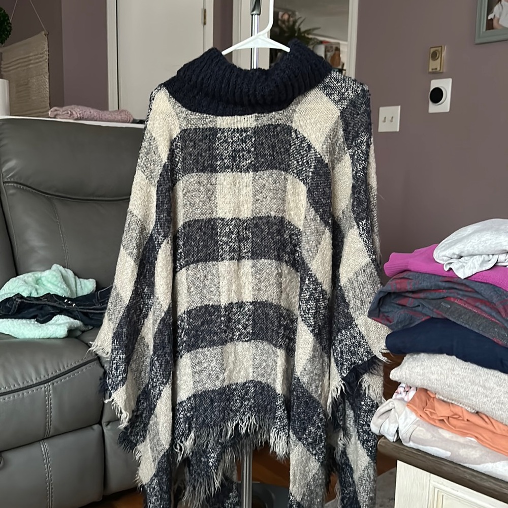 Plaid poncho